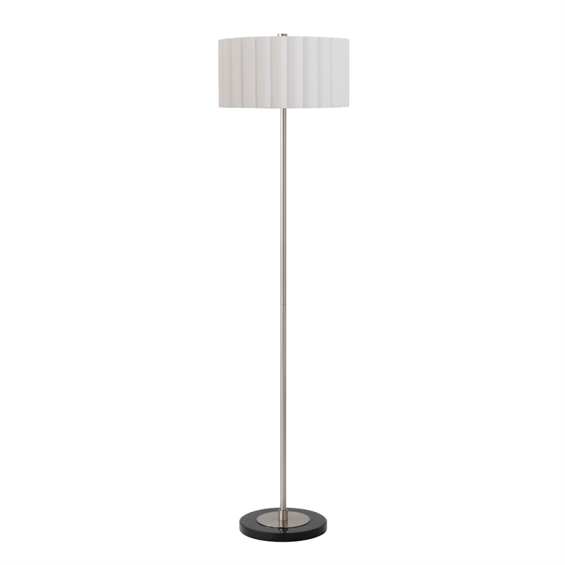 Slimline Floor Lamp Scallop Shade Satin Nickel Base