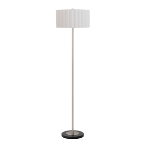 Slimline Floor Lamp Scallop Shade Satin Nickel Base