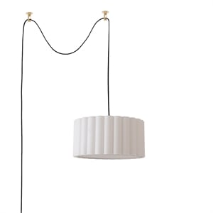 Scallop 15&quot Kit - Drum White Linen Shade Weathered Brass Steel Inline Dimmer