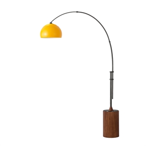 Tambo 92&quot Arc Lamp Mid-Century Modern Mustard Shade Black Nickel