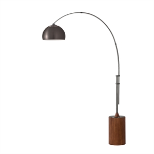 Tambo 92&quot Arc Lamp Mid-Century Modern Black Nickel Walnut Base