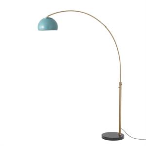 Half Dome 92&quotH 1-Light Arc Lamp Pool Blue Shade Black Marble Base Dimmable