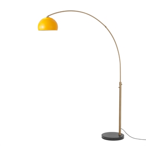 Half Dome 92&quot Arc Lamp Mustard Shade Brass Marble Base