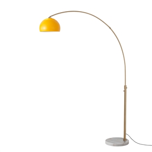 Half Dome 92&quot Arc Lamp Weathered Brass Marble Base Mustard Shade Dimmable