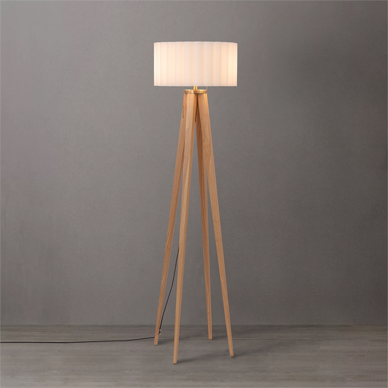 Quattro Modern Floor Lamp White Linen Shade Ash Steel 61
