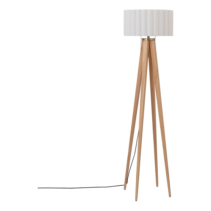 Quattro Modern Floor Lamp White Linen Shade Ash Steel 61