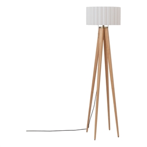 Quattro Modern Floor Lamp White Linen Shade Ash Steel 61