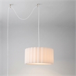 Scallop Swag Lamp - Satin Nickel Steel Drum White Linen Shade Dimmable Bulb Included