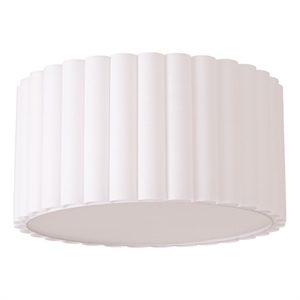 Scallop Swag Lamp - Brass Steel White Linen Shade Dimmable
