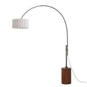 Tambo 92&quot Arc Lamp - Black Nickel Walnut Base Drum Shade Dimmable