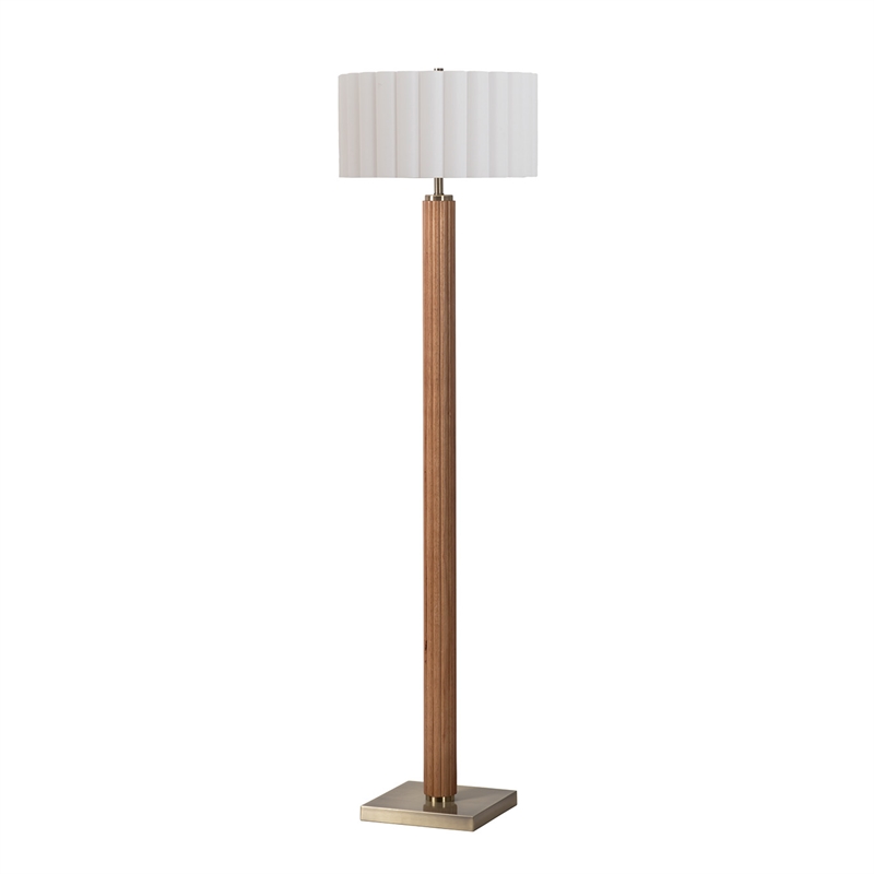 Tambo Floor Lamp Scallop Shade Weathered Brass Natural Ash