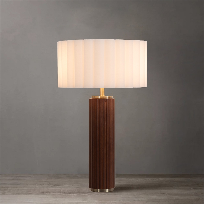 Tambo Table Lamp Scallop Shade Weathered Brass Dark Walnut