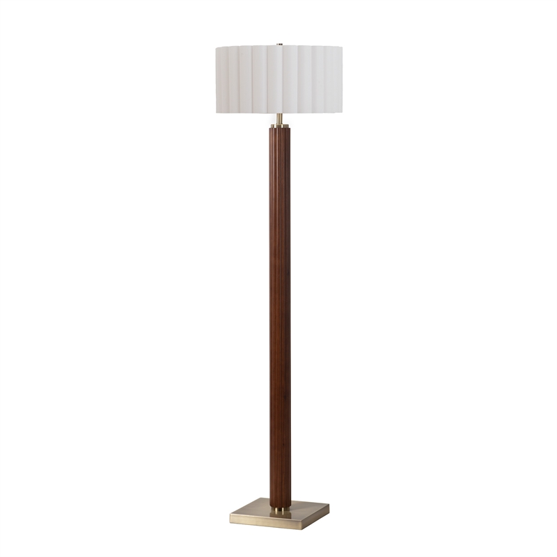 Tambo Floor Lamp Scallop Shade Weathered Brass Dark Walnut