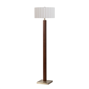 Tambo Floor Lamp Scallop Shade Weathered Brass Dark Walnut