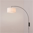 Wall Mounted Arc Lamp - Black Nickel Steel Scallop White Linen