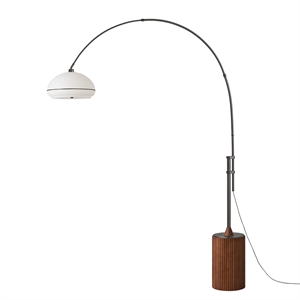 Tambo 92&quot Arc Lamp - Black Nickel Lucite Shade Steel Wood Base