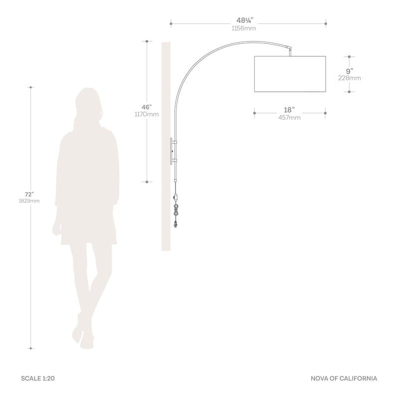 Span Wall Mounted Arc Lamp Modern Dimmable