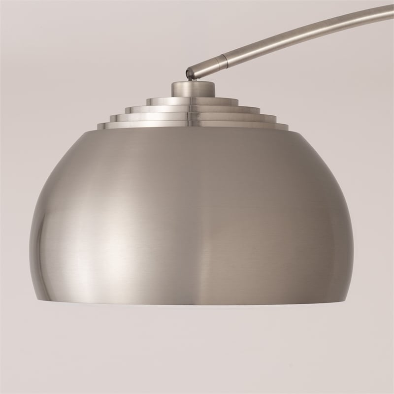 Wall Mounted Arc Lamp - Satin Nickel Half Dome Satin Nickel Shade