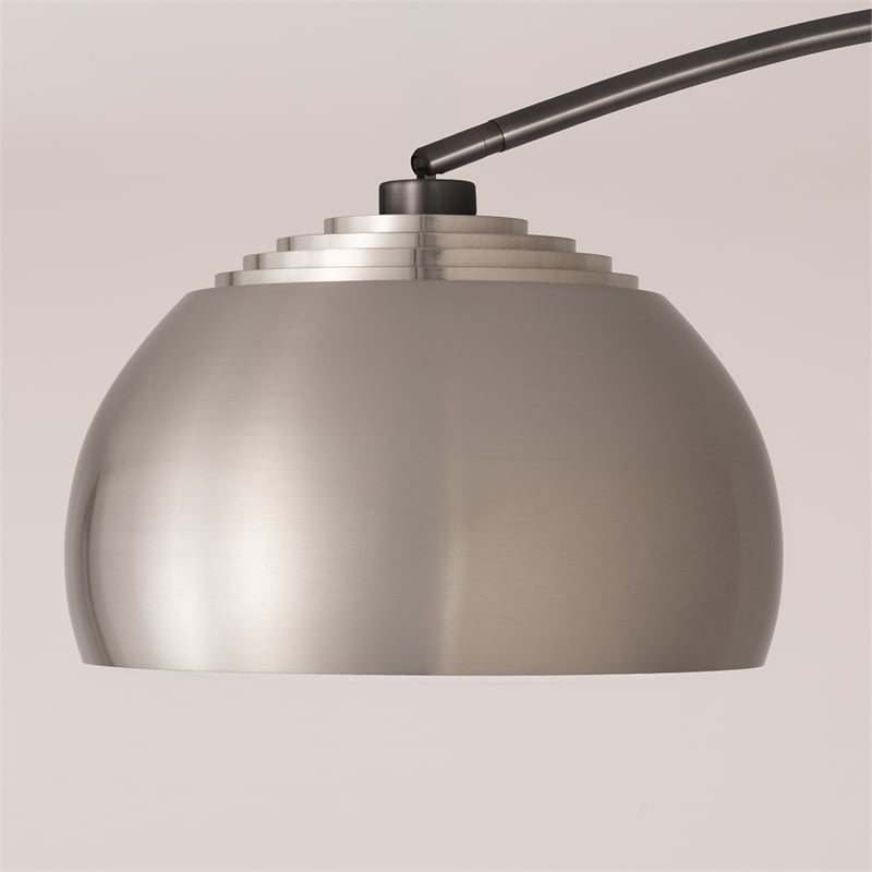Wall Mounted Arc Lamp - Black Nickel Half Dome Satin Nickel Shade