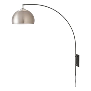 Wall Mounted Arc Lamp - Black Nickel Half Dome Satin Nickel Shade