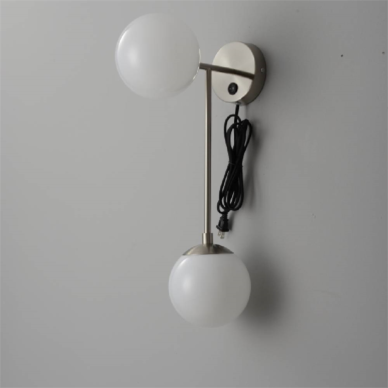 Duo Modern Contemporary Wall Sconce Satin Nickel Plug-In Light