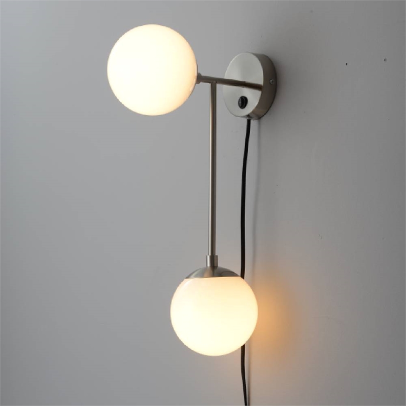 Duo Modern Contemporary Wall Sconce Satin Nickel Plug-In Light