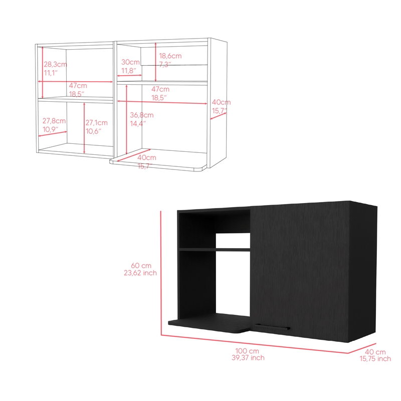 Burwood Wall Cabinet Engineered Wood Black