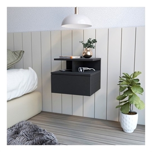 Flopini Floating Nightstand Engineered Wood Black