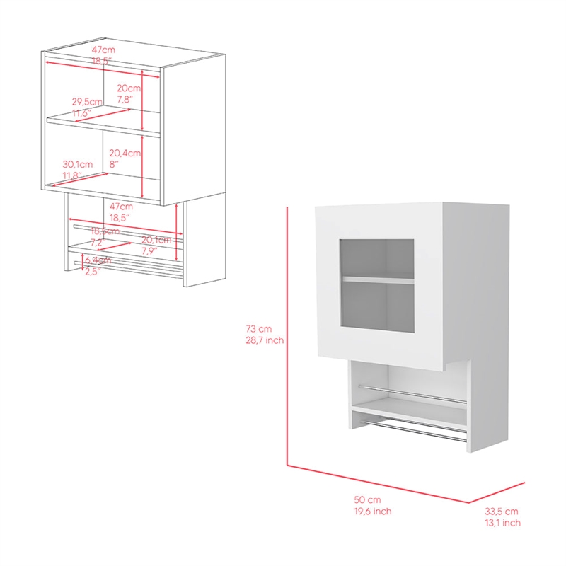Papua Kitchen Wall Cabinet with Doors and Interior Shelves Engineered Wood Storage Organizer for Kitchen Use White Finish