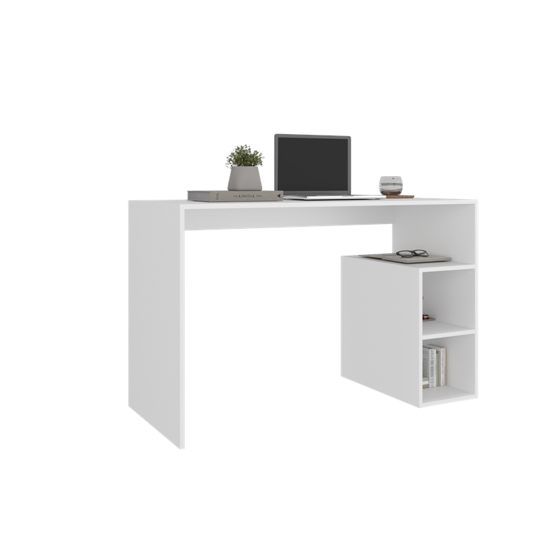 Endura Desk Modern White Desk with Side Storage