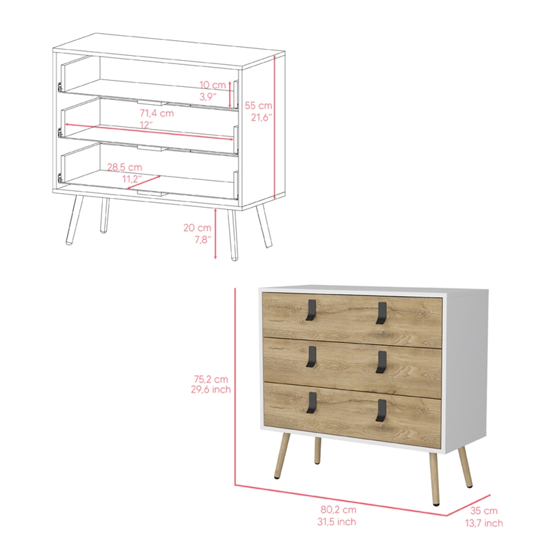 Dresser Magness Bedroom White  Macadamia Manufactured wood
