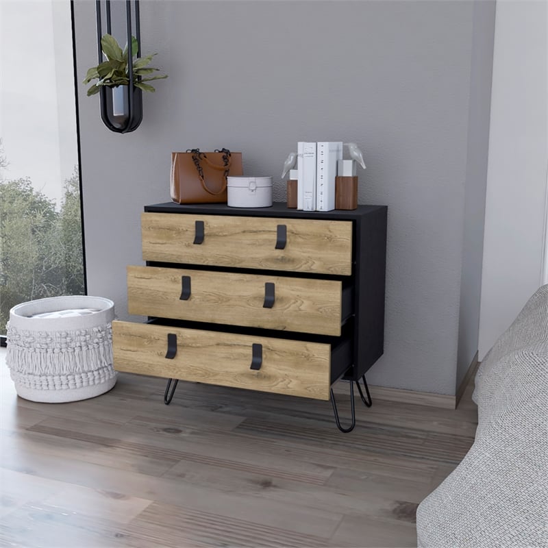Dresser Magness Bedroom Black  Macadamia Engineered Wood