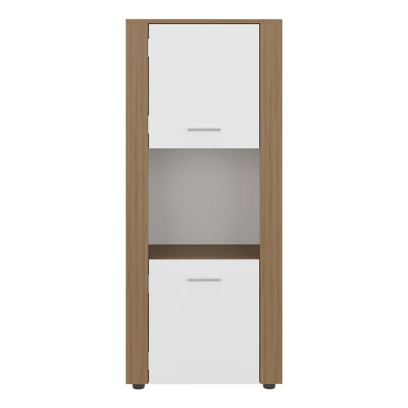 Dorneyville Modern Bookcase with Storage White and Beige Wood Finish