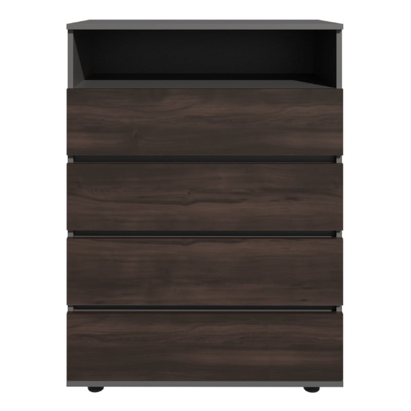 Aberdeen Modern 4 Drawer Chest Dresser for Bedroom Storage Engineered Wood Furniture Cabinet Matte Brown Finish