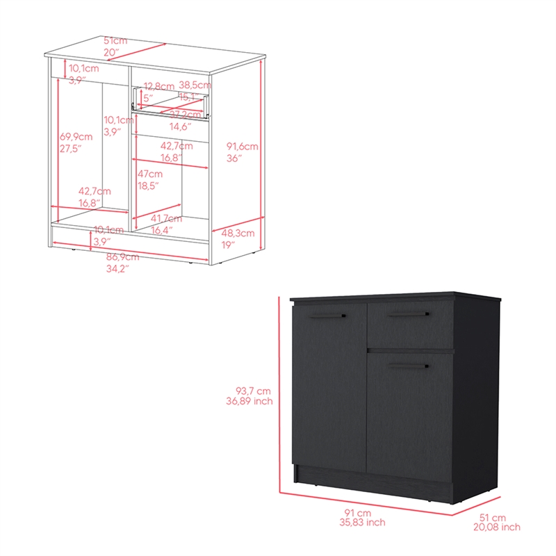 Dresser Carlin Bedroom Black manufactured wood