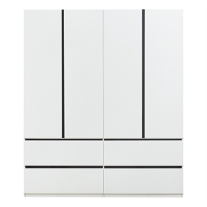 Tall 4 Doors White Wood Wardrobe Closet Armoire for Bedroom