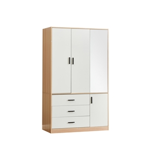 Armoire Wardrobe Closet 4 Doors Modern White Wood Bedroom Closet Freestanding