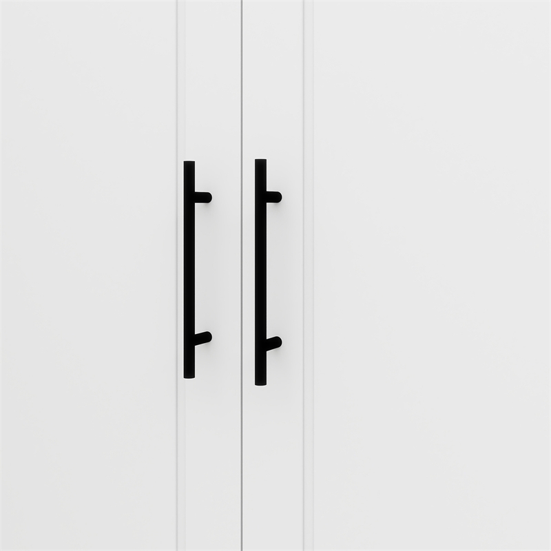 Wood Closet Wardrobe with Mirror White Armoire Wardrobe Closet with Hanging Rods