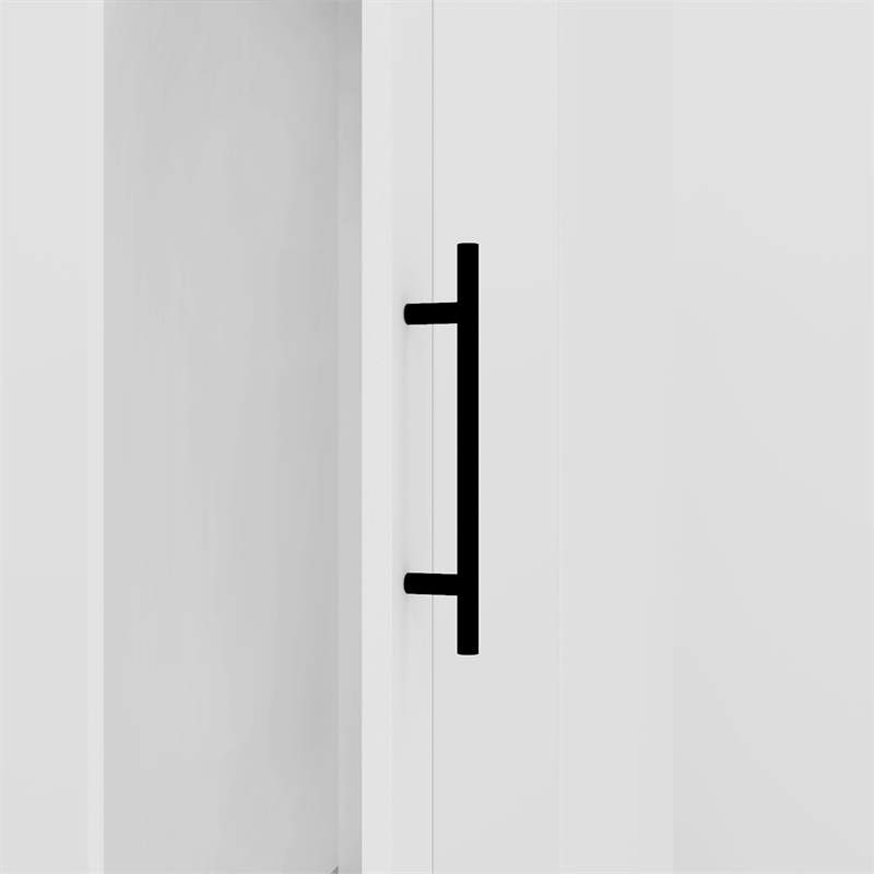 Wood Closet Wardrobe with Mirror White Armoire Wardrobe Closet with Hanging Rods
