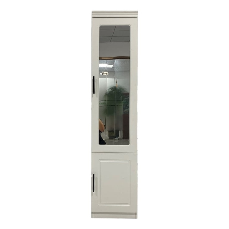 Wood Closet Wardrobe with Mirror White Armoire Wardrobe Closet with Hanging Rods