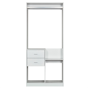 White Wood Wardrobe Closet Organizer System with Closet Drawers Closet System