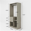 Wood Wardrobe Closet Organizer System with 2 Drawers Closet System Gray