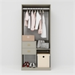 Wood Wardrobe Closet Organizer System with 2 Drawers Closet System Gray