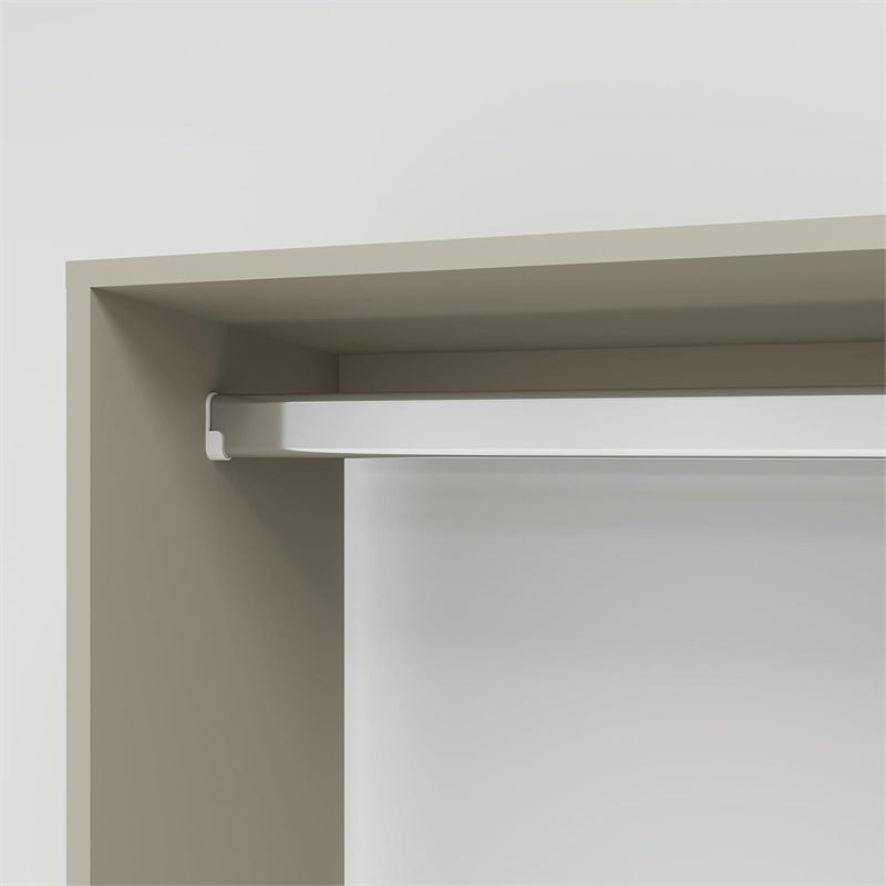 Wood Wardrobe Closet Organizer System with 2 Drawers Closet System Gray