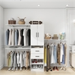 Wood Closet Organizer System 3 Shelf Towers White Closet System with 2 Drawers