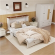 Livelylodge Wood Queen Murphy Bed with Storage Drawer in White-Included Mattress