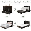 Queen Wood Murphy Bed whit Chest with Built-in Charger Black-Included Mattress