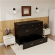 Queen Wood Murphy Bed whit Chest with Built-in Charger Black-Included Mattress