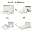 Queen Wood Murphy Bed Cabinet with Built-in Charger White-Included Mattress