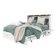 Queen Wood Murphy Bed Cabinet with Built-in Charger White-Included Mattress